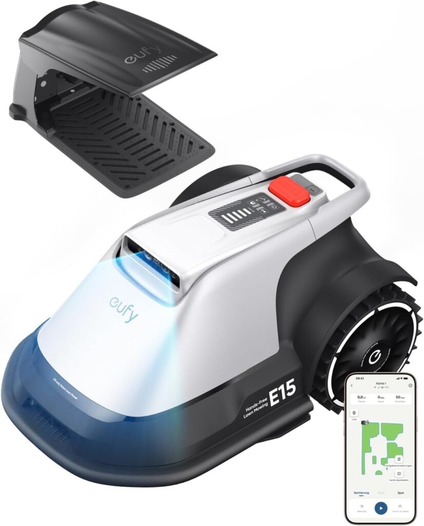 eufy E15 Mähroboter ohne Begrenzungskabel, Keine Signalausfälle, Kein RTK, TrueVision Technologie, Garten bis 800m², Smart-Navigation, Präzisionsrandschnitt, Hindernisvermeidung, App-Steuerung