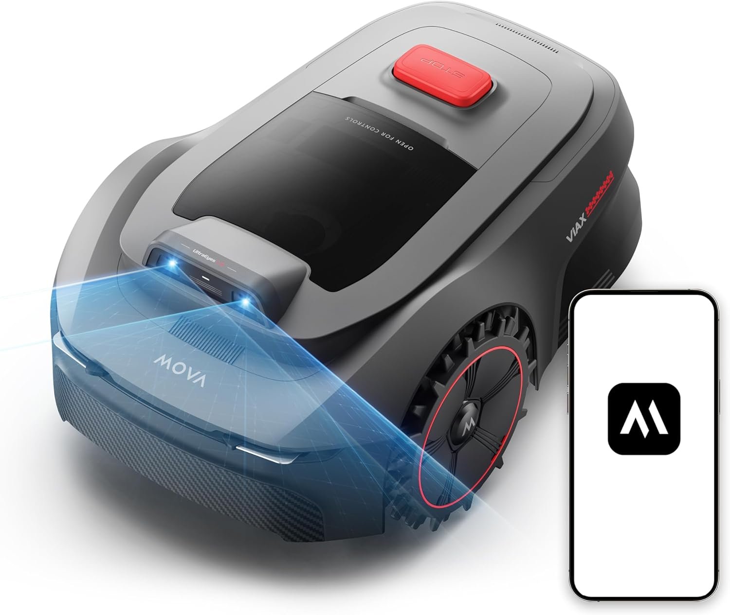 715crWHv5gL._AC_SL1500 MOVA ViAX 250 Mähroboter Ohne Begrenzungskabel, Empf. 250m², KI-unterstützte Auto-Mapping, U-förmige Bahnen, Hindernisvermeidung Dual-Vision, Besserer Kantenschnitt, Für Komplexe Gelände, Appsteuerung