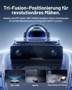 MAMMOTION LUBA 3 AWD 3000 Mähroboter ohne Begrenzungskabel für 3000㎡, 360° LiDAR+NetRTK+KI Vision Tri-Fusion-Positionierung, AWD für 80% Steigungen, Auto-Kartierung, bis zu 30 Zonen, 12Ah-AKKU