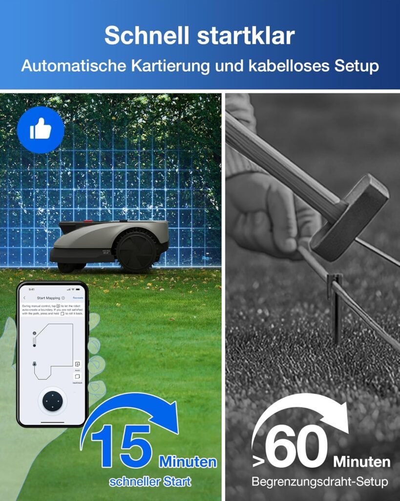 ECOVACS Goat O600 Mähroboter Ohne Begrenzungskabel, 600 m², RTK+Vision-Navigation, Rasenmähroboter, KI-Hindernisvermeidung, App Steuerung, Passiert 0,7 M Schmale Stellen