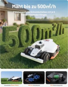 MAMMOTION LUBA 3 AWD 3000 Mähroboter ohne Begrenzungskabel für 3000㎡, 360° LiDAR+NetRTK+KI Vision Tri-Fusion-Positionierung, AWD für 80% Steigungen, Auto-Kartierung, bis zu 30 Zonen, 12Ah-AKKU