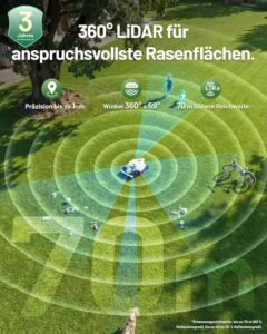 MAMMOTION LUBA 3 AWD 3000 Mähroboter ohne Begrenzungskabel für 3000㎡, 360° LiDAR+NetRTK+KI Vision Tri-Fusion-Positionierung, AWD für 80% Steigungen, Auto-Kartierung, bis zu 30 Zonen, 12Ah-AKKU